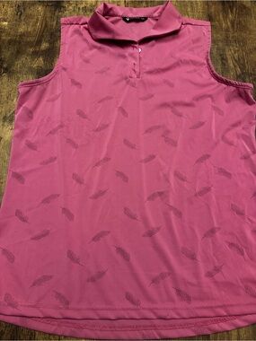 Levelwear Sleeveless Feather-Print Golf Tank Top - Rose Pink #152